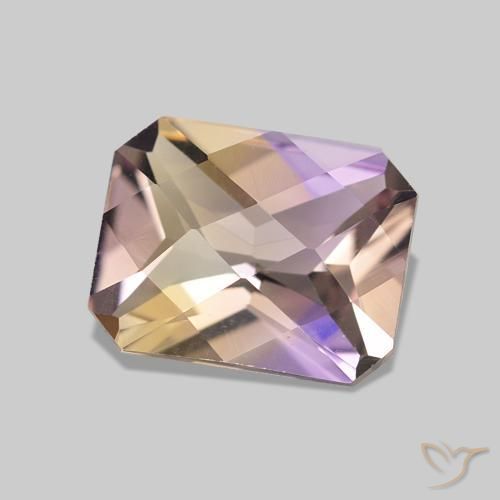 Ametrino Bicolor natural de 1.85 ct, corte esmeralda, VVS