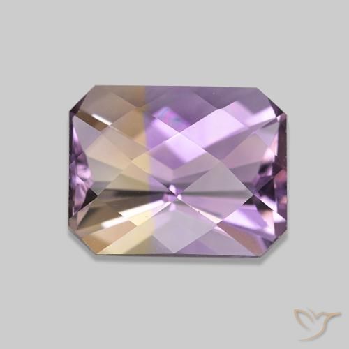 Ametrino Bicolor natural de 2.34 ct, corte esmeralda, VVS