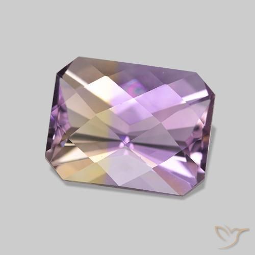 Ametrino Bicolor natural de 2.34 ct, corte esmeralda, VVS