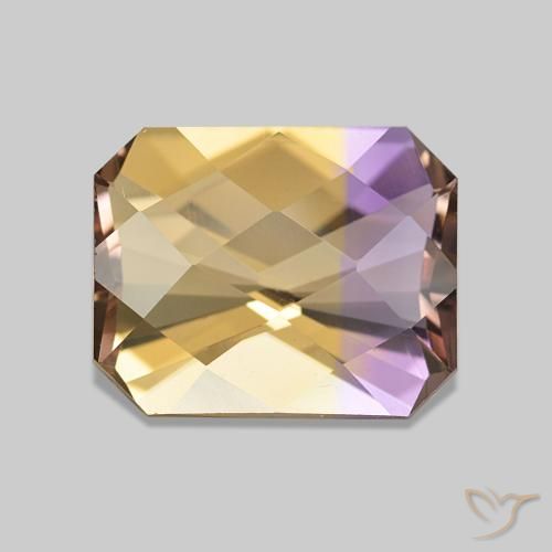 Ametrino Bicolor natural de 2.96 ct, Corte Octágono / Esmeralda, VVS