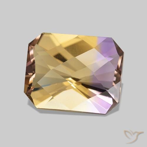Ametrino Bicolor natural de 2.96 ct, Corte Octágono / Esmeralda, VVS