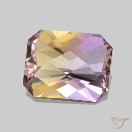 Ametrino Bicolor natural de 2.98 ct, Corte Octágono / Esmeralda, VVS