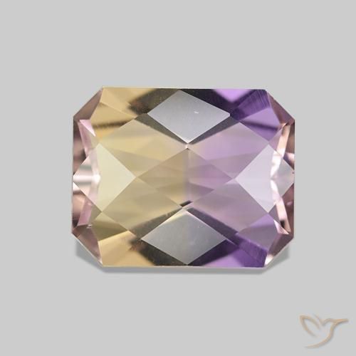 Ametrino Bicolor natural de 2.80 ct, Corte Octágono / Esmeralda, VVS