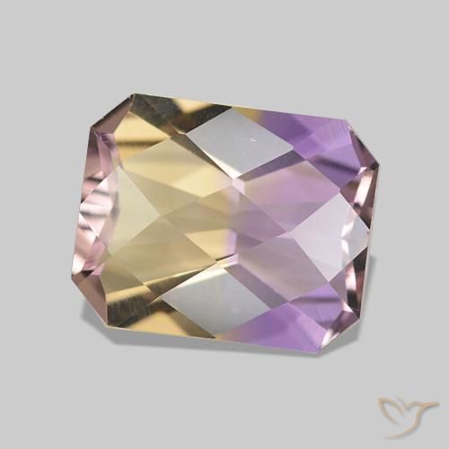 Ametrino Bicolor natural de 2.80 ct, Corte Octágono / Esmeralda, VVS