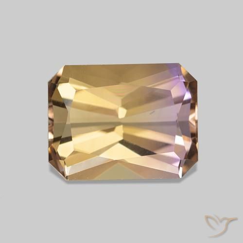 Ametrino Bicolor natural de 2.29 ct, corte esmeralda, VVS