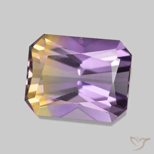 Ametrino Bicolor natural de 3.30 ct, Corte Octágono / Esmeralda, VVS-VS