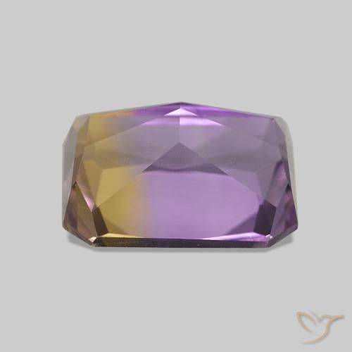Ametrino Bicolor natural de 3.30 ct, Corte Octágono / Esmeralda, VVS-VS