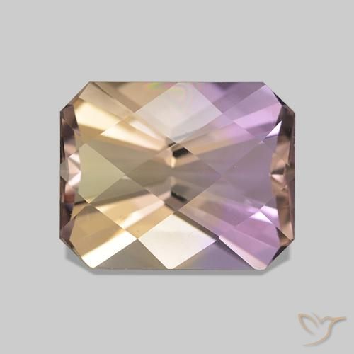 Ametrino Bicolor natural de 3.31 ct, corte esmeralda, VVS-VS