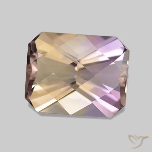 Ametrino Bicolor natural de 3.31 ct, corte esmeralda, VVS-VS