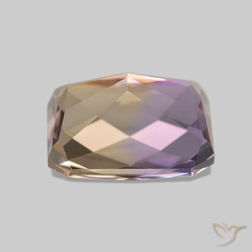 Ametrino Bicolor natural de 3.31 ct, corte esmeralda, VVS-VS