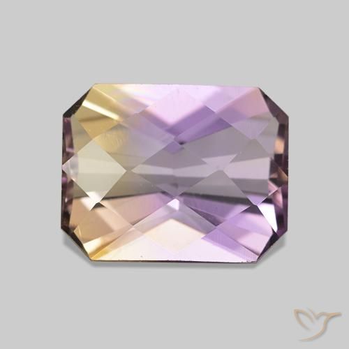 Ametrino Bicolor natural de 2.12 ct, corte esmeralda, VVS-VS