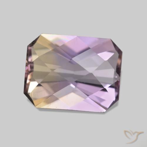 Ametrino Bicolor natural de 2.12 ct, corte esmeralda, VVS-VS