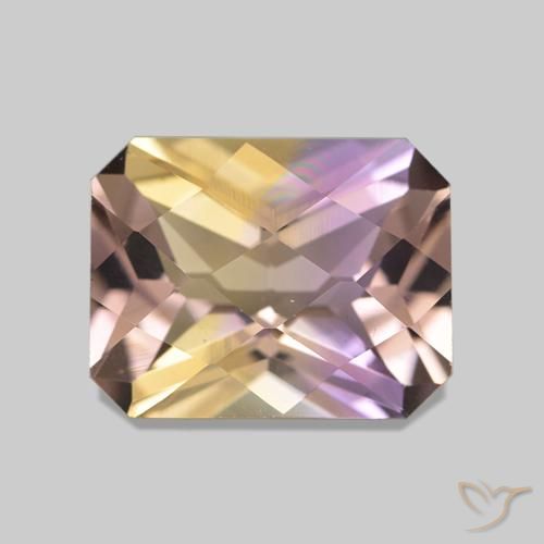 Ametrino Bicolor natural de 2.15 ct, Corte Octágono / Esmeralda, VVS-VS