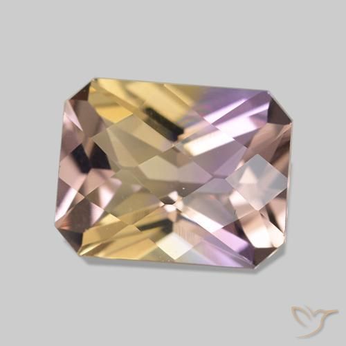 Ametrino Bicolor natural de 2.15 ct, Corte Octágono / Esmeralda, VVS-VS