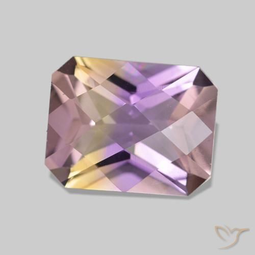 Ametrino Bicolor natural de 1.98 ct, corte esmeralda, VVS-VS