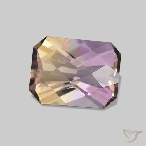 Ametrino Bicolor natural de 1.55 ct, corte esmeralda, VVS-VS