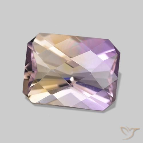 Ametrino Bicolor natural de 2.23 ct, corte esmeralda, VVS