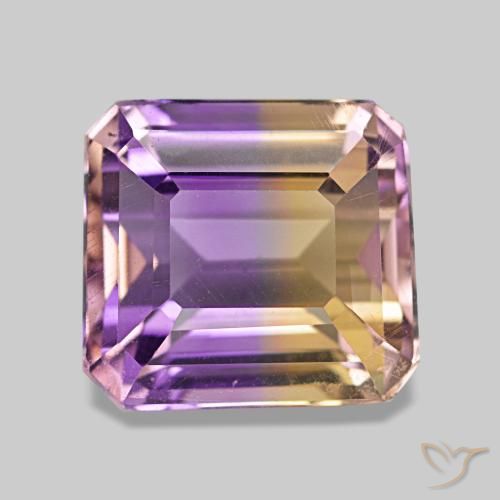 Ametrino bicolor de 4,22 ct, corte esmeralda, VVS-VS