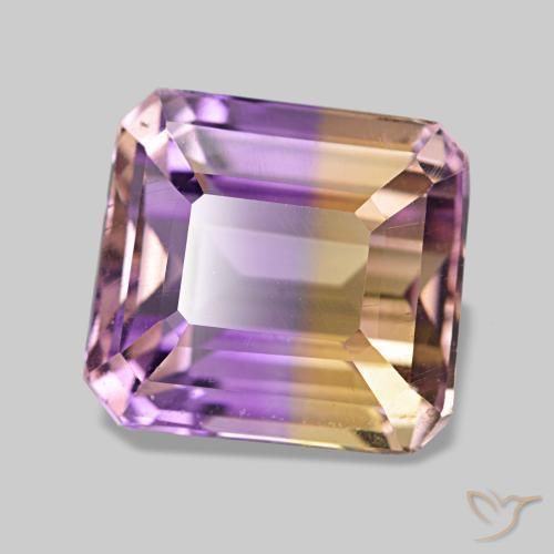 Ametrino bicolor natural de 4,22 ct, corte esmeralda, VVS-VS