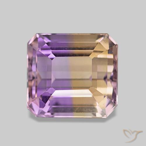 Ametrino bicolor de 3,42 ct, corte esmeralda, VVS-VS