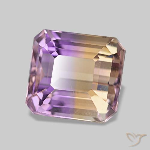 Ametrino bicolor natural de 3,42 ct, corte esmeralda, VVS-VS