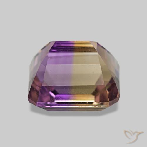 Ametrino bicolor natural de 3,42 ct, corte esmeralda, VVS-VS