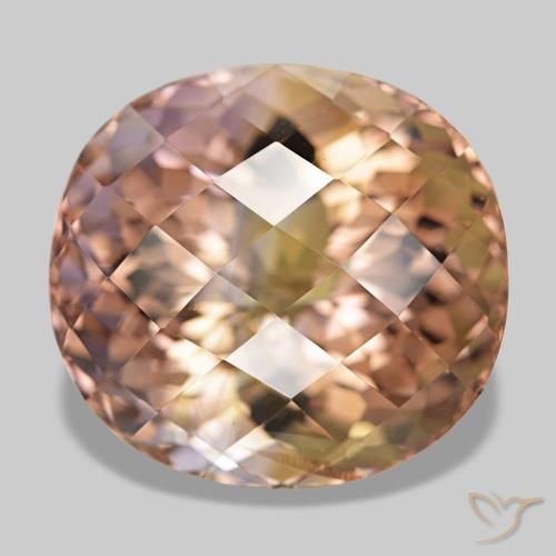 Ametrino bicolor natural de 15,86 ct, corte óvalo, VVS-VS