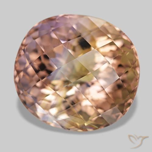 Ametrino bicolor natural de 15,86 ct, corte óvalo, VVS-VS