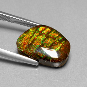 Ammolita multicolor natural de 6,74 ct, forma elegante, opaco