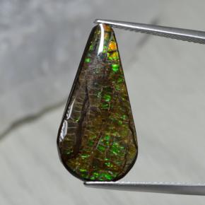 Ammolita multicolor natural de 7,94 ct, en forma de pera, opaco