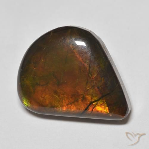 amolita Multicolor natural de 8.83 ct, En forma de pera, Opaco