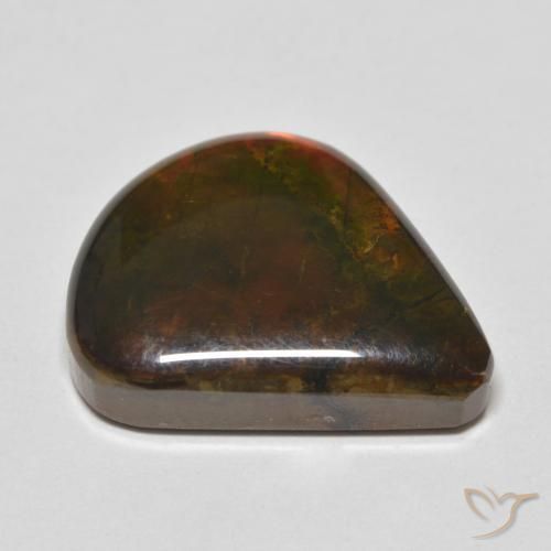 amolita Multicolor natural de 8.83 ct, En forma de pera, Opaco