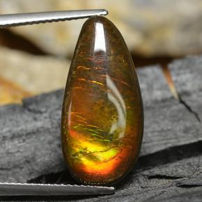 Ammolita multicolor natural de 8,95 ct, en forma de pera, opaco
