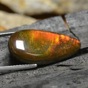 Ammolita multicolor natural de 8,95 ct, en forma de pera, opaco