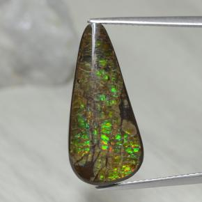 Ammolita multicolor natural de 9,02 ct, en forma de pera, opaco
