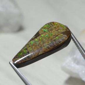 Ammolita multicolor natural de 9,02 ct, en forma de pera, opaco