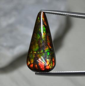 amolita Multicolor natural de 10.29 ct, En forma de pera, Opaco
