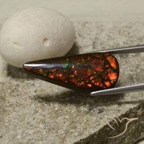 amolita Multicolor natural de 10.43 ct, En forma de pera, Opaco