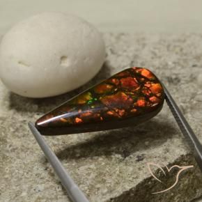 amolita Multicolor natural de 10.43 ct, En forma de pera, Opaco