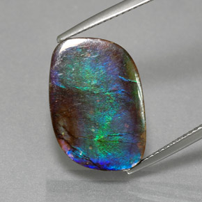Ammolita multicolor natural de 8,79 ct, forma elegante, opaco