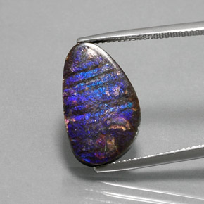 amolita Multicolor natural de 7.74 ct, Forma elegante, Opaco