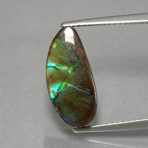 Ammolita multicolor natural de 4,32 ct, forma elegante, opaco