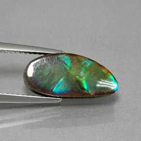 Ammolita multicolor natural de 4,32 ct, forma elegante, opaco