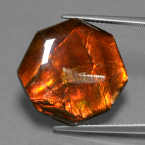 Ammolita multicolor natural de 13,98 ct, corte esmeralda, opaco