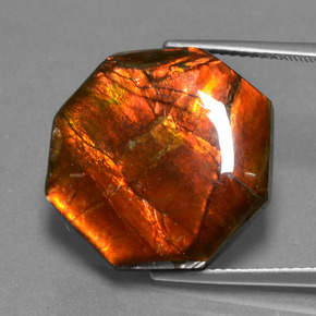Ammolita multicolor natural de 13,98 ct, corte esmeralda, opaco