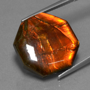 Ammolita multicolor natural de 13,98 ct, corte esmeralda, opaco