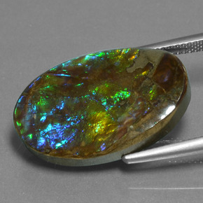 amolita Multicolor natural de 15.25 ct, Corte Óvalo, Opaco