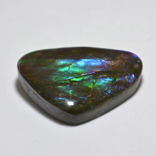 Ammolita multicolor natural de 22,91 ct, forma elegante, opaco