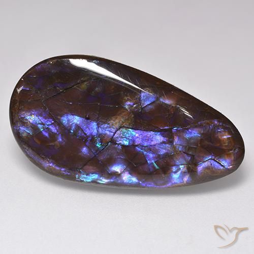 Ammolita multicolor natural de 20,69 ct, en forma de pera, opaco