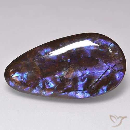 Ammolita multicolor natural de 20,69 ct, en forma de pera, opaco